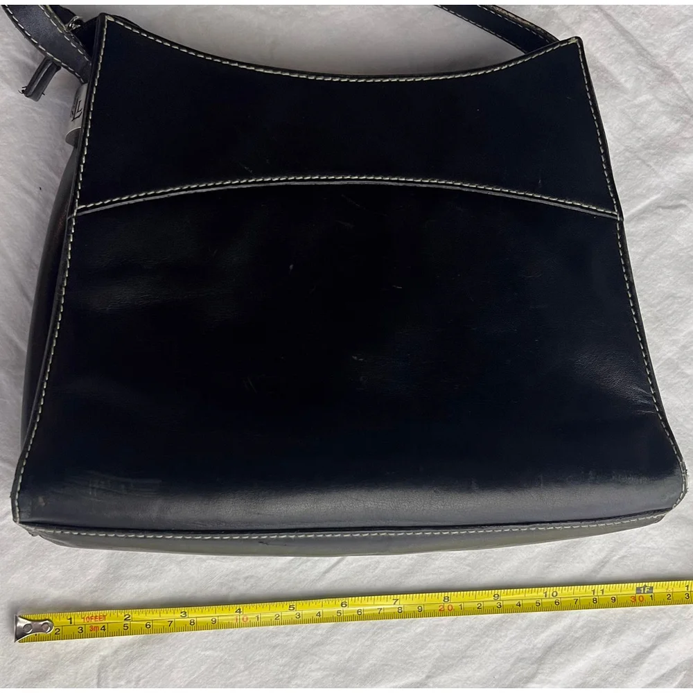 Vintage Lauren Ralph Lauren Black Leather Shoulder Bag Minimalist Y2K Classic